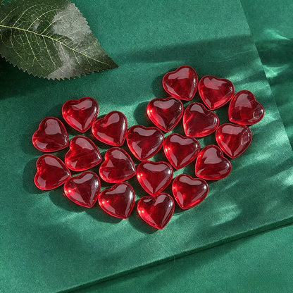 QINJIEJIE 20 PCS Glass Red Heart Crystal Healing Crystals Cute Stones Pocket Healing Palm Love Bulk Set Wholesale Reiki Energy Balancing Meditation Mother's Day Gifts for Women