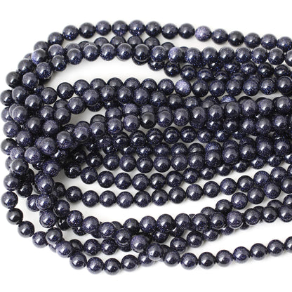 CHEAVIAN 45PCS 8mm Natural Blue Sandstone Gemstone Round Loose Beads Stone Beads for Jewelry Making DIY Findings 1 Strand 15"