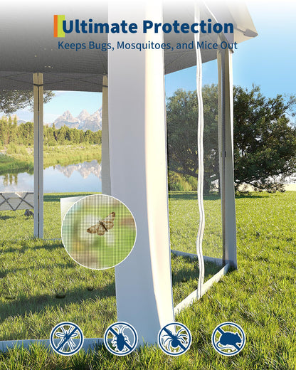 GarveeLife 13'x13' Pop-Up Gazebo, Outdoor Hexagonal Patio Gazebo with Mosquito Netting, Instant Setup Canopy Tent with Strong Steel Frame and Sandbags, for Backyard, Gardens, Patio (Khaki)