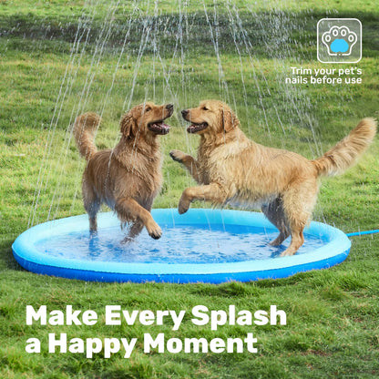SLOOSH 72" Non-Slip Splash Pad Sprinkler - Outdoor Water Toys Play Mat for Toddlers Kids Dogs, Outside Thickened Sprinkler Pool Party Durable Backyard Fountain for Girls Boys Pets (72in, Blue)