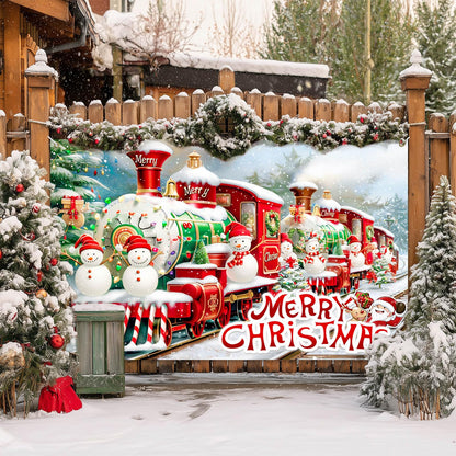 BlissYard Christmas Backdrop Photography Background Train Snowman 71x43 Inch Winter Holiday Season Family Party Birthday Glitter Merry Xmas Decoration Photo Booth Prop