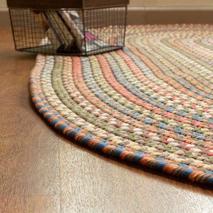 Super Area Rugs Roxbury American Made Braided Rug for Indoor Outdoor Spaces, Dk. Taupe/Natural Multi, 2' X 3' Oval