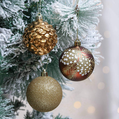 Valery Madelyn Luxurious Copper Gold Christmas Ball Ornaments, Shatterproof Christmas Tree Ornaments for Xmas Decoration (2 Items Bundle