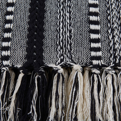 DII Braided Striped Decorative Throw Blanket, 50x60, Black