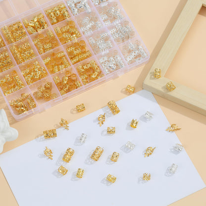 MODASER 220 Pcs Gold Hair Jewelry for Braids, 12 Styles Gold and Silver Hair Accessories Cuff for Braids and Dreadlocks, Adjustable Metal Rings Cuffs Clips for Dreadlock Accessory Jewelry Decorations