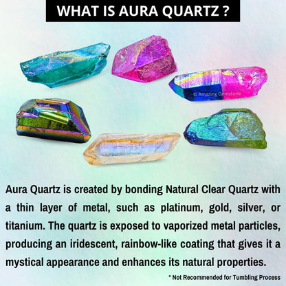 Amazing Gemstone 2 Pieces Titanium Aura Quartz Raw Pencil Points Crystals and Healing Stones, Natural Rocks for Meditation and DIY Raw Point Stones and Crystals