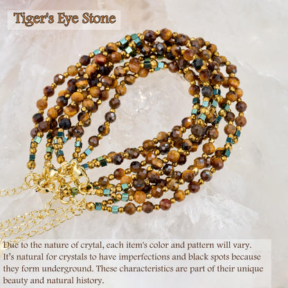 Farfume Tiger's Eye - Courage - Crystal Beaded Bracelets, Chakra 4mm Natural Stone Beads Bracelets, Gemstone Spiritual Jewelry Gifts for Mother's Day