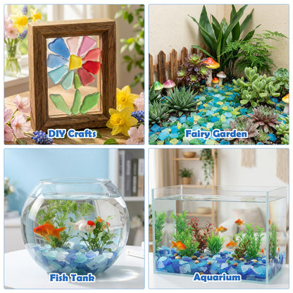 LAIDANLA 13oz Sea Glass for Crafts, 0.78–1.57in Teal Frosted Seaglass Decorative Glass Stones Vase Filler for DIY Resin Art Coastal Home Decor Aquarium Wedding Table Centerpieces