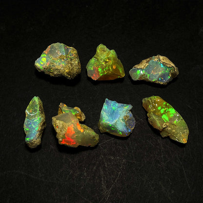 GEMWORLDJAIPUR AAA Quality Natural Ethiopian Opal Jumbo Fire Rough 25 Carats 5-8 Pcs, Natural Opal Gemstones Raw For cutting cabbing polishing DIY art and craft, 10-15 MM, White