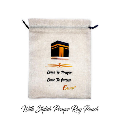 ESERRA Muslim Prayer Rug - 99 Beads & Cap Included, Islam Prayer Mats for Men, Women & Kids (Black)