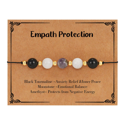 C-leen Empath Protection Bracelets for Women Men, Energy Protection Gifts Natural Healing Crystal Beads Bracelets Positivity Gifts Christmas Valentines Day Birthday Gift for Women Men