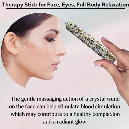 Amazing Gemstone Dalmatian Jasper Crystal Wand Massage Stick - Pelvic Wand Gua Sha for Adults - Crystals and Healing Stones Massage Wands for Adults Gifts (Pointed)