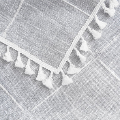 Oubonun Tablecloths for Rectangle Tables, Cotton Linen Waterproof Farmhouse Table Cloth with Boho Tassels – Wrinkle Free, Wipeable & Washable for Kitchen & Dining, 55''x70'', 4-6 Seats, Grey