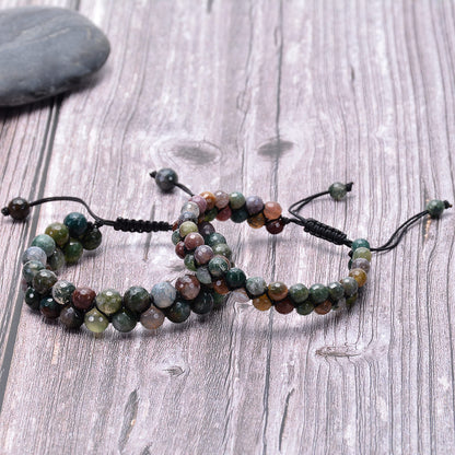 Echos Healing Stones Mens Bracelet – Natural Jade Bracelet for Women & Men, Genuine Jade Stone Jewelry for Good Luck & Prosperity | Handmade Adjustable Green Jade Bracelet (6mm)