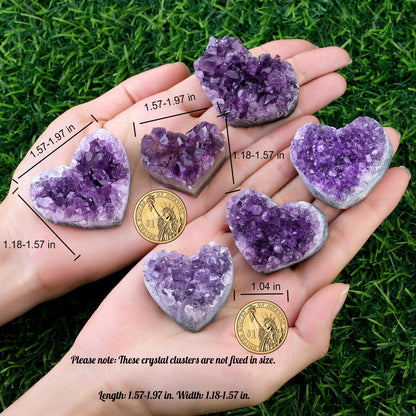 ZHIYUXI Amethyst Crystals and Healing Stones Gems Rocks Purple Room Decor Gemstones Gem Stones Heart Shaped Rocks Crystal Cluster Heart Gifts Amethyst Stones Geodes 1.2-1.6" Purple Gifts for Women