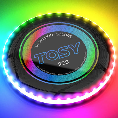 TOSY Bundle of 3-2X RGB Black + Blue - Frisbee 108 LEDs, 16 Million Colors