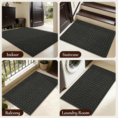 FLOORHUG Door Mat Indoor Entrance 32x48, Non-Slip Washable Doormats Entry Way Mats, Dirt Resistant and Absorbent Welcome Mat, Easy Clean Low-Profile Doormat, Front Door, Inside Entrance, Dark Grey