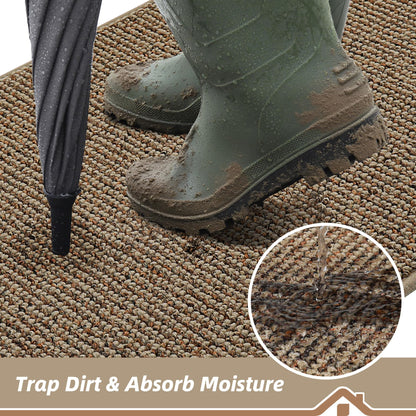 BEQHAUSE Dirt Trapper Door Mat 36" x 60", Non-Slip Washable Doormats Entrance Mat, Dirt Resistant and Absorbent Welcome Mat, Low Profile Floor Mats for Front Back Door and Entryway, Beige
