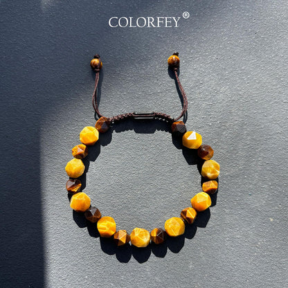 COLORFEY Tiger Eye Crystal Bracelets for Men, Protection Crystals Real Tiger Eye Beads Bracelet Healing Energy Stone Bracelet, Unique Handmade Mens Bracelets Trendy Jewelry for Boosting Courage