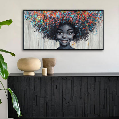 KLAKLA Black Woman Wall Art African American Women Wall Decor Trendy Abstract Black Girl Canvas Poster Prints Pictures for Bedroom Living Room Framed 20x40 Inches