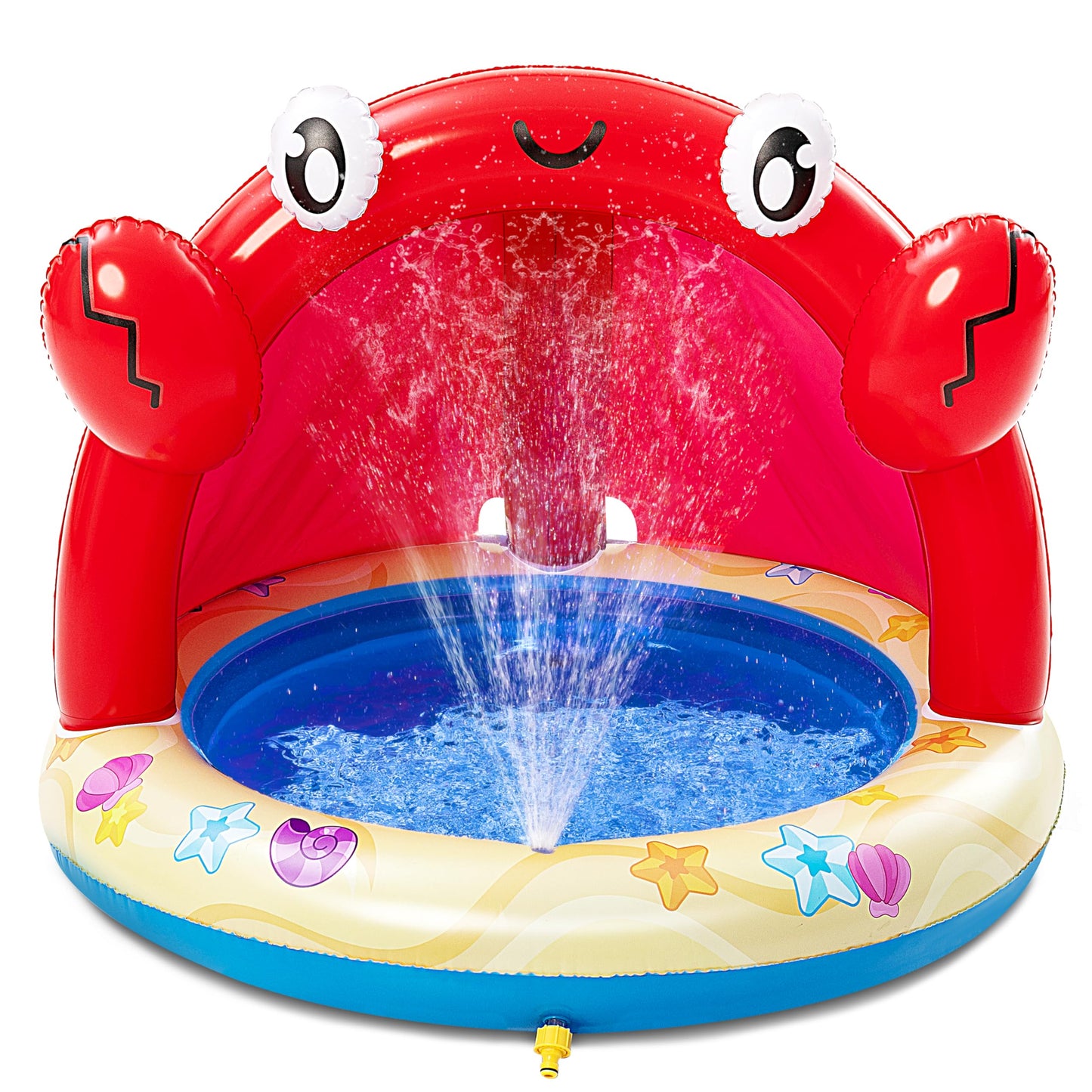 Sloosh Baby Pool Toddler Sprinkler, Crab Splash Pool with Canopy, Baby Wading Pool Inflatable Sprinkler for Learning, Children’s Water Pool Toys, Inflatable Kiddie Pool for Outdoor Summer Water