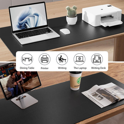 Aothia Leather Office Desk Pad Protector, Non-Slip PU Leather Desk Blotter, Waterproof Laptop Writing Mouse Pad for Office and Home, Black, 31.5" x 15.7"