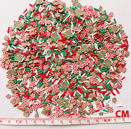 EHOPE Christmas Slices Fake Sprinkles Resin Sprinkles Fake Candy Sprinkles Clay Sprinkles Polymer Sprinkles Polymer Clay Slices for Nail Art DIY Crafts Cake Phone(Christmas House+Snowman-40G）