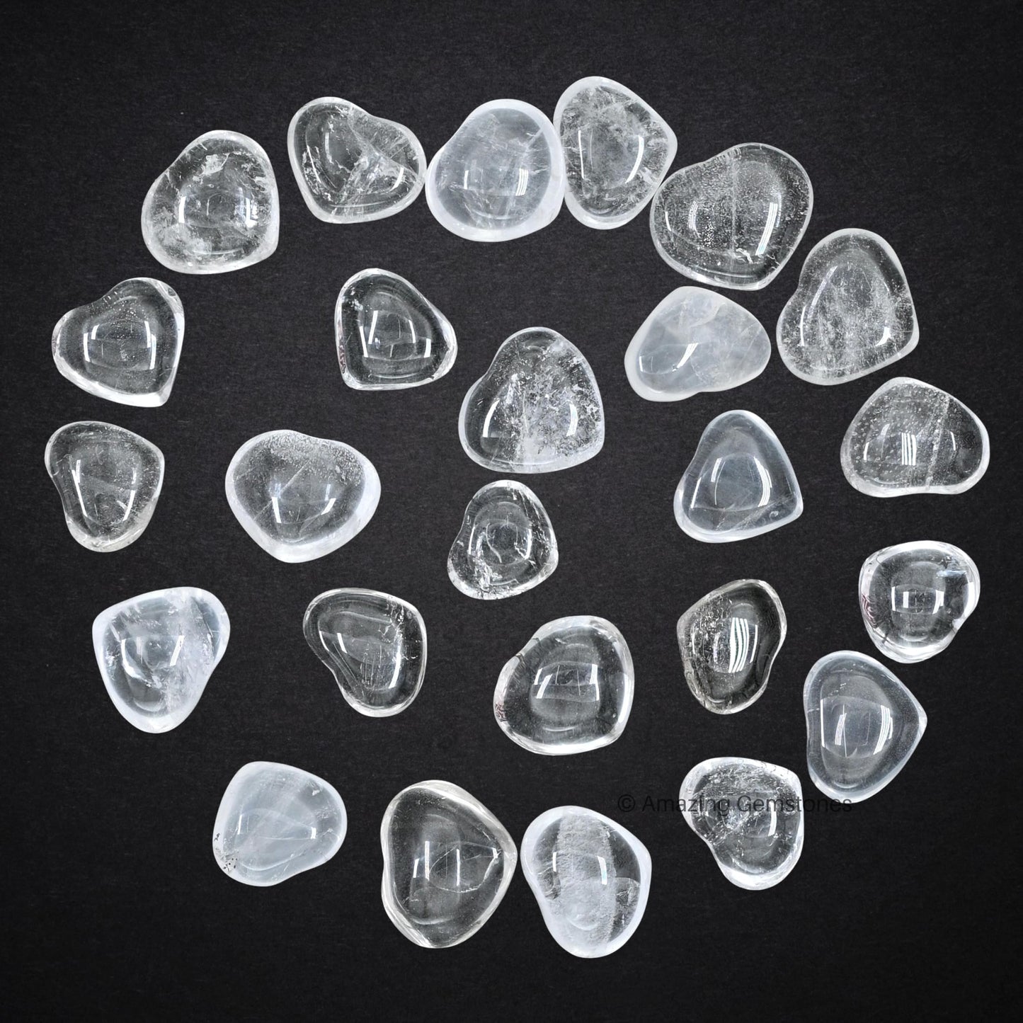 Amazing Gemstone Clear Quartz Stone Heart - Pack of 10 Crystal Heart Stones Rocks - Corazones De Piedra Crystals and Healing Stones Heart Shaped Crystal - Stocking Stuffers Gifts