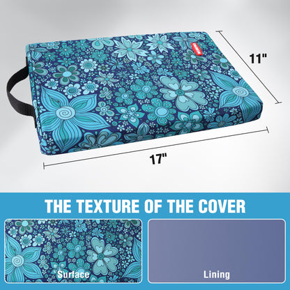 WORKPRO 17" Kneeling Pad with Removable Cover, Soft Pad Cushioning for Knee, Large Foam Kneeler Pad for Gardening, Daily Chores, Workout Supplies, Blue Floral Printing
