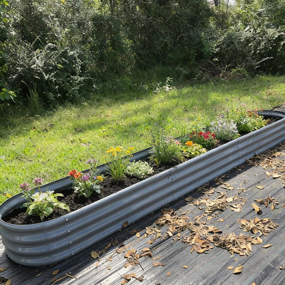 12x2x1 ft Raised Garden Bed, 12" Tall Galvanized Metal Raised Beds for Gardening Kit, Large Above Ground Planters Boxes for Outdoor Plants Vegetables, Flowers, Herbs, Fruits, Rust Resistant, Grey