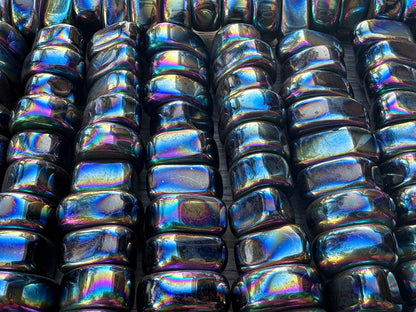 GAF TREASURES 5 Pcs Rainbow Magnetic Hematite Tumbled Stones, Polished Natural Rainbow Magnetic Hematite Gemstone, Rainbow Magnetic Hematite Healing Crystals (Rainbow Magnetic Hematite)