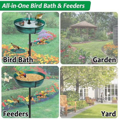 Olpchee Metal Bird Bath for Outdoor - Garden Bird Bath with Removable Bowl Heavy-Duty Base, Winter Birdbath Feeder Rust-Proof Birdbaths for Garden Yard Lawn Decor, Easy to Install(Green)