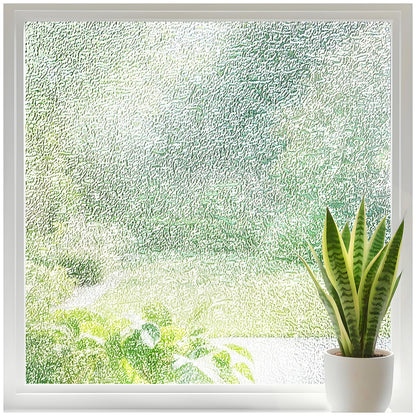 Borskyn Frosted Glass Window Privacy Film with Ice Vein Texture, Static Cling UV Blocking Removable Covering, Decorative Frosting Film for Home Office Bedroom Door, Clear, 17.5 x 78.7 Inches