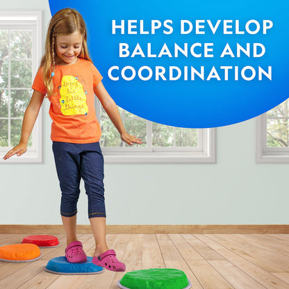 NATIONAL GEOGRAPHIC Stepping Stones for Kids – Durable Non-Slip Stones Encourage Toddler Balance & Gross Motor Skills, Indoor & Outdoor Toys, Obstacle Course, Gifts for Toddlers (Amazon Exclusive)