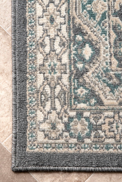 nuLOOM 3x5 Becca Traditional Tiled Area Rug, Charcoal, Faded Transitional Design, Stain Resistant, For Bedroom, Dining Room, Living Room, Hallway, Office, Kitchen, Entryway