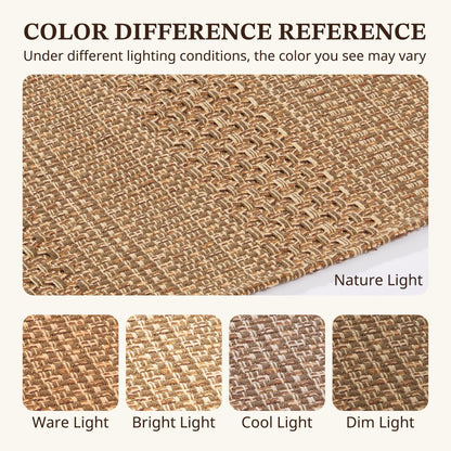 MatEssenz 2x3 Textured Washable Entry Rug, Natural Woven Low-Profile Door Mat with Non-Slip TPR Backing, Brown, for Entryway, Kitchen, Laundry Room