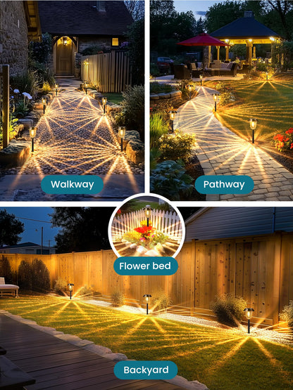 HMDecor Solar Lights Outdoor Waterproof,4 Pack Bronze Pathway Lights with 10-40 LM Dimmable Glass and Metal, Solar Powered Garden Fall Decor for Yard,Patio,Pathway,Driveway(Warm White)