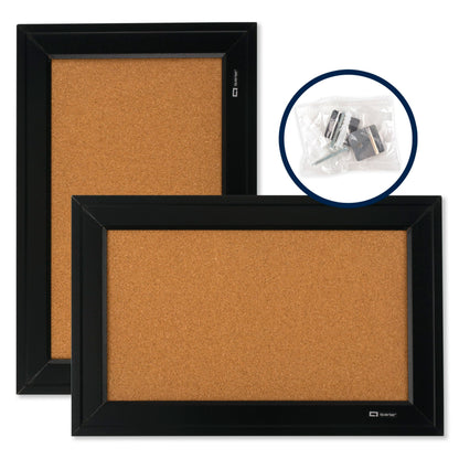 Quartet Cork Bulletin Board, Framed Corkboard, 11” x 17”, Black Frame, Message Board (79279)