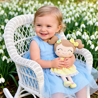 Gloveleya Baby Girl Spring Plush Doll – Soft Snuggle Doll, Cute Toddler Gift with Gift Box, First Baby Doll for Girls, Birthday, Christmas & Holiday Present