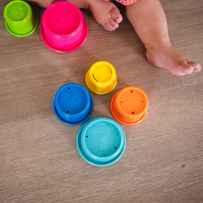 The First Years Stack & Count Stacking Cups - Colorful Baby Stacking Water Toys Set - Stackable Cups for Learning - Baby Bath Toys - Toddler Water Table Toys - 8 Count
