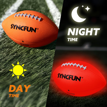 SYNCFUN Glow in the Dark Football for Boys, Light Up Football for Night Outdoor Sports Games, Red Glowing Ball, Ball Accessories Gifts for Teen Boy Toys Ages 3 Old and Up