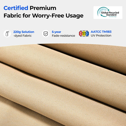 HOMSHADE 9FT 3-Tiers Outdoor Patio Umbrella with 5-Year Fade Resistant,Vented Outdoor Commercial Market Umbrella with UPF50+ UV Protection & Push Button Tilt and Crank for Pool,Backyard(Beige)