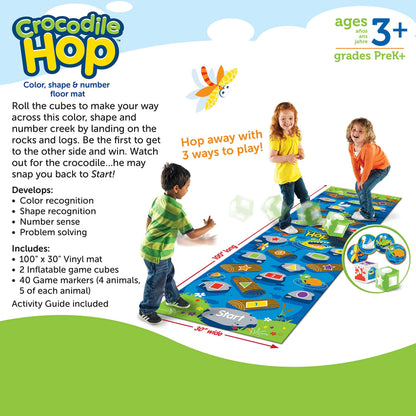 Learning Resources Crocodile Hop Floor Game - Ages 3+ Indoor Games for Toddlers, Gross Motor Skills Toys for Kids, Preschool Learning Activities