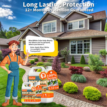 Rock Glue for Landscaping, 1.32 Gallon Mulch Glue for Landscaping, Mulch Adhesive & Gravel Stabilizer for Pea Gravel, Pebbles, and Stone for Outdoor Landscape, Walkways, Yards, Patios, and Driveways