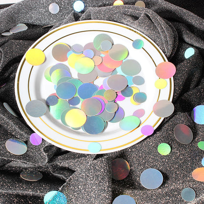 Vofrise 400PC Circle Dots Iridescent Confetti for Birthday Decorations Round Table Scatter for Wedding Baby Shower Bachelorette Bridal Shower Party Supplies