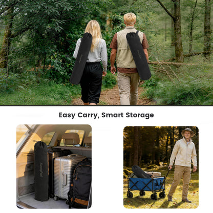SUNNYFEEL Portable Camping Chair with Side Pockets & Cup Holder 300LBS Capacity Padded Portable Outdoor Chair, Carry Bag Included, Great for Camping, Tailgating, Firepits, Patio, & More Black