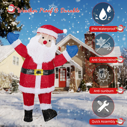 Shintenchi 3ft Lighted Christmas Santa Claus, Outdoor Pop-up Holiday Decoration with 80 LED Lights, 3D Pre-Lit Light-Up Decor for Yard, Garden, Lawn & Patio