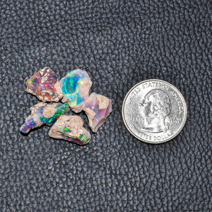 QNAVIC 5pcs, Raw Ultra Fire Black Ethiopian Opal Rough Stone, Natural Opal Rock Crystals Gemstone, Jewelry Making Supplies, Chakra Healing Stone, Birthday Gift, Crafts & DIY, Wire Wrapping Crystals