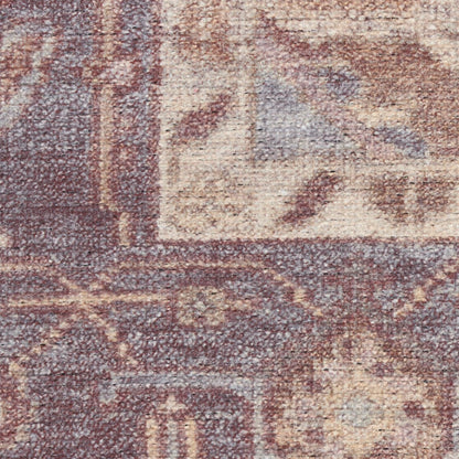 Nourison Home Vintage Washables Ivory Purple 2' x 6' Area Rug - Easy Clean, Non Shedding, Bed Room, Living Room, Dining Room, Kitchen (6' Runner)