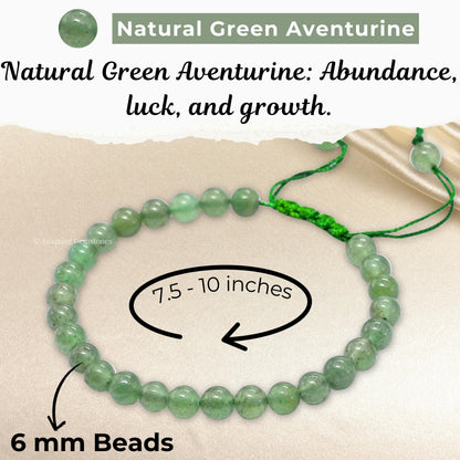 Amazing Gemstone Green Aventurine Bracelet, Gifts For Men & Women - Protection Healing Crystal Bracelet - 6mm Gemstone Beaded Adjustable Bracelet, Pulseras Para Hombres Mujer Stocking Stuffers